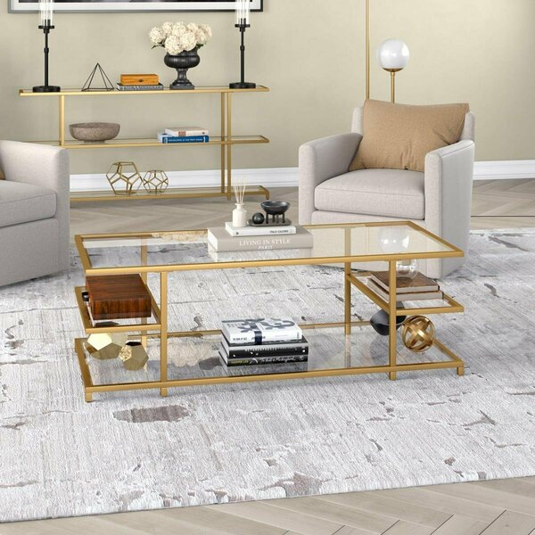 Hudson & Canal 54 in. Greenwich Rectangular Coffee Table Brass CT1613